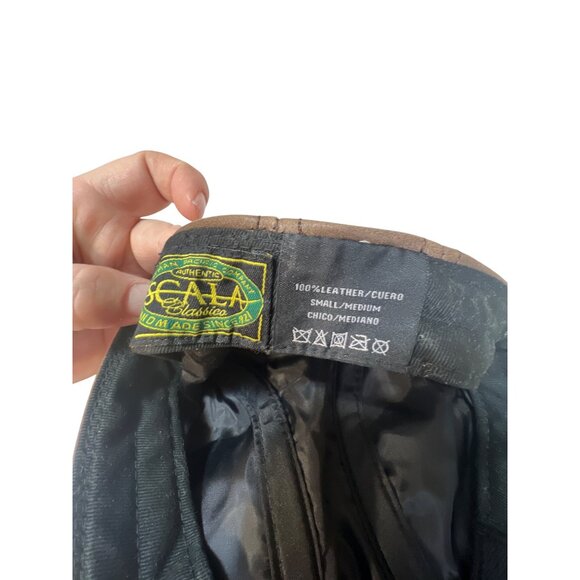 Brown Scala Leather Newsboy Cap Hat S/M - Picture 5 of 5